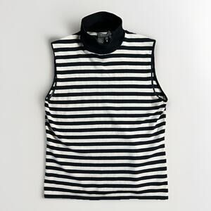 Lafayette 148 Silk Striped Mock Neck Tank Top Old Money Luxury Preppy Style